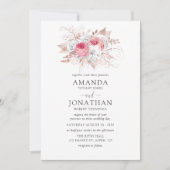 Blush Pink and Roos Gold Floral Wedding-uitnodigin Kaart (Voorkant)
