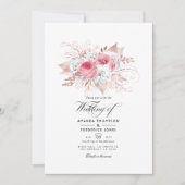 Blush Pink and Roos Gold Floral Wedding-uitnodigin Kaart (Voorkant)