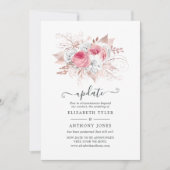 Blush Pink and Roos Gold Floral Wedding Update Kaart (Voorkant)
