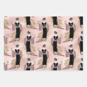 Blush Pink and Roos Gold Paris Vin Rosé Inpakpapier Vel (Voorkant)