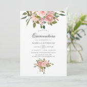 Blush Pink and Roos Gold Quinceañera Kaart (Staand voorkant)