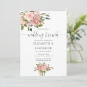 Blush Pink and Roos Gold Wedding Brunch Invitation Kaart (Staand voorkant)