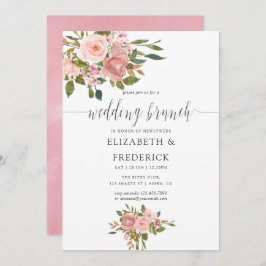 Blush Pink and Roos Gold Wedding Brunch Invitation Kaart