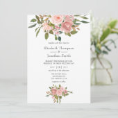 Blush Pink and Roos Gold Wedding Kaart (Staand voorkant)