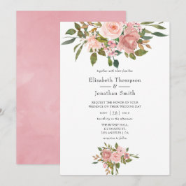 Blush Pink and Roos Gold Wedding Kaart