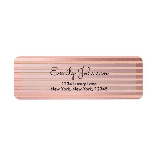 Blush Pink and Rose Gold Foil with Stripes Etiket (Voorkant)