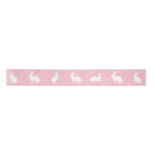 Blush Pink And White Bunny Silhouettes Cute Easter Satijnen Lint (Voorkant)