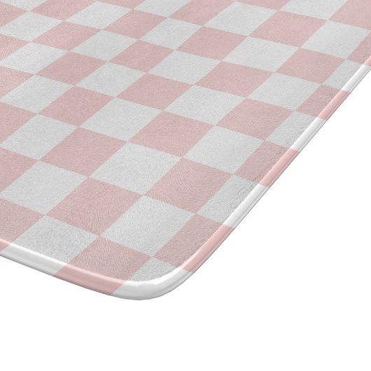 Blush Pink and White Checkered Snijplank (Hoek)