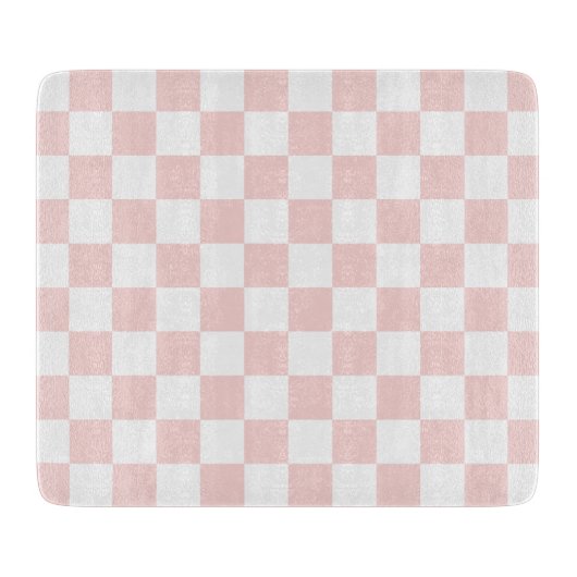 Blush Pink and White Checkered Snijplank (Voorkant)