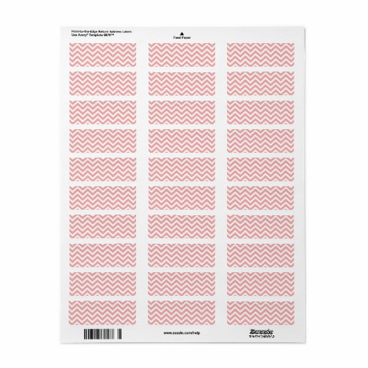 Blush Pink and White Chevron Zig Zag Etiket (Full Sheet)