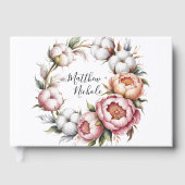 Blush Pink and White Cotton Wedding Gastenboek (Voorkant)