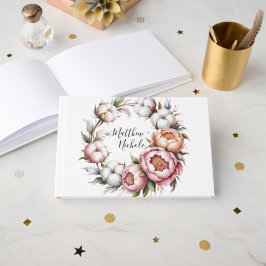 Blush Pink and White Cotton Wedding Gastenboek