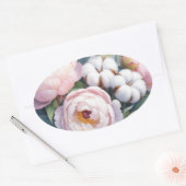 Blush Pink and White Cotton Wedding Ovale Sticker (Envelop)