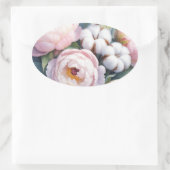 Blush Pink and White Cotton Wedding Ovale Sticker (Tas)
