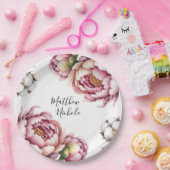 Blush Pink and White Cotton Wedding Papieren Bordje (Feest)