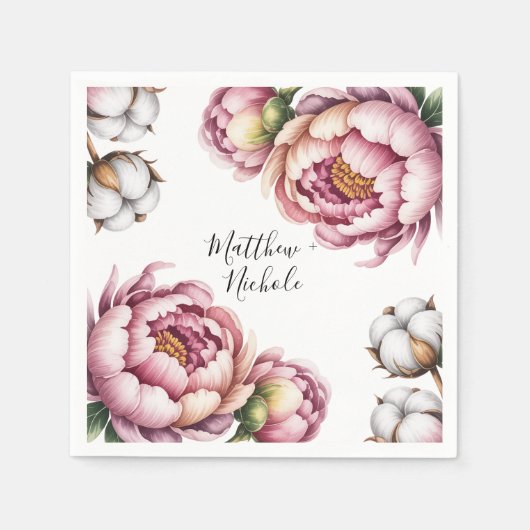 Blush Pink and White Cotton Wedding Servet (Voorkant)