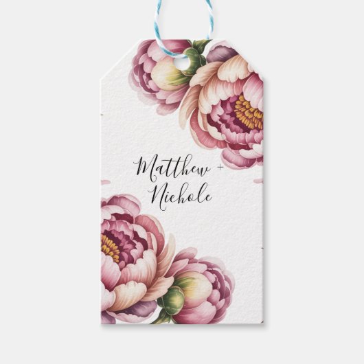 Blush Pink and White Cotton Wedding Thank You Cadeaulabel (Voorkant)