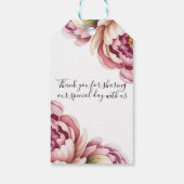 Blush Pink and White Cotton Wedding Thank You Cadeaulabel (Achterkant)