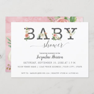 Blush Pink and White Florals   MeisjesBaby shower Kaart