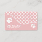 Blush Pink and White Paws Dog Walker Pet Sitting Visitekaartje (Voorkant)