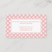 Blush Pink and White Paws Dog Walker Pet Sitting Visitekaartje (Achterkant)