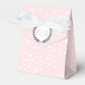 Blush pink and white polka dot pattern wedding fav bedankdoosjes (Voorkant Zijde)