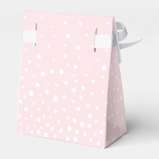 Blush pink and white polka dot pattern wedding fav bedankdoosjes (Achterkant)