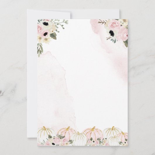 Blush Pink and White Pumpkin Autumn Baby shower Kaart (Achterkant)