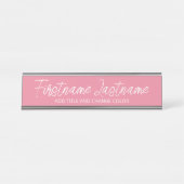 Blush Pink and White Traditional Name Title Bureau Naambordje (Voorkant)