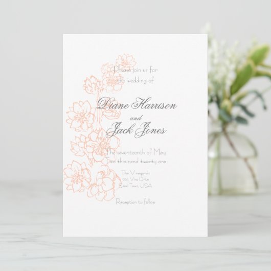 Blush Pink and White Wedding Kaart (Staand voorkant)