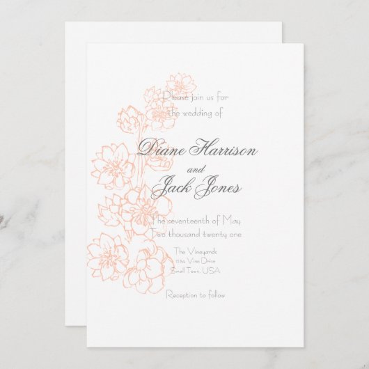 Blush Pink and White Wedding Kaart (Voorkant / Achterkant)