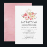 Blush Pink and Yellow Floral Bat Mitzvah Kaart<br><div class="desc">Blush Aquarelle Rozen en yellow Peonies Bat Mitzvah uitnodigingen in pasteltinten met grijsgroene accenten die snel en gemakkelijk aan uw specifieke kenmerken kunnen worden aangepast.</div>