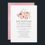 Blush Pink and Yellow Floral Bat Mitzvah Kaart<br><div class="desc">Blush Aquarelle Rozen en yellow Peonies Bat Mitzvah uitnodigingen in pasteltinten met grijsgroene accenten die snel en gemakkelijk aan uw specifieke kenmerken kunnen worden aangepast.</div>