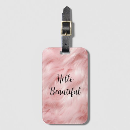 Blush Pink Animal Fur Bagagelabel (Voorkant (verticaal))