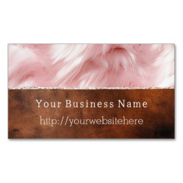 Blush Pink Animal Fur Bruin Koeienhuid Magnetisch Visitekaartje
