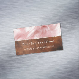 Blush Pink Animal Fur Bruin Koeienhuid Magnetisch Visitekaartje