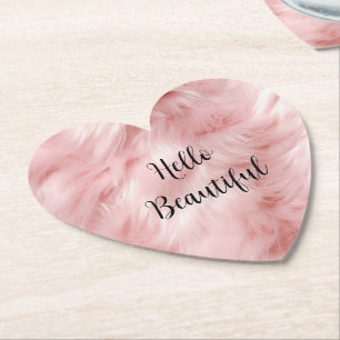 Blush Pink Animal Fur Kartonnen Onderzetters