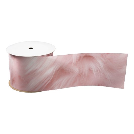 Blush Pink Animal Fur Satijnen Lint (Spoel)