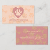 Blush Pink Animal Health Pet Sitting Heart Paw Visitekaartje (Voorkant / Achterkant)