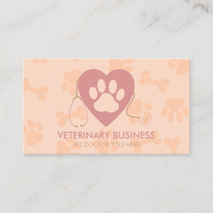 Blush Pink Animal Health Pet Sitting Heart Paw Visitekaartje