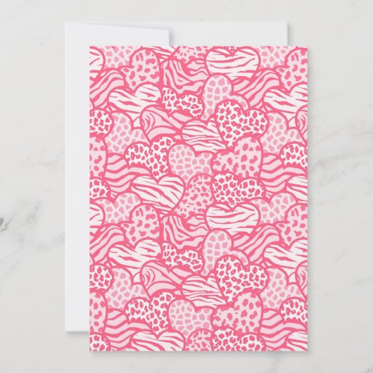 Blush Pink Animal Print Hart Galentines Day Party Kaart (Achterkant)