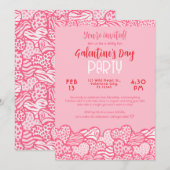 Blush Pink Animal Print Hart Galentines Day Party Kaart (Voorkant / Achterkant)