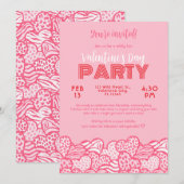 Blush Pink Animal Print Hearts Valentijnse Partij Kaart (Voorkant / Achterkant)