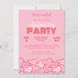 Blush Pink Animal Print Hearts Valentijnse Partij Kaart