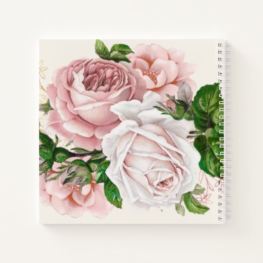 Blush Pink Antiek Floral Cream College Ruled Notitieboek (Achterkant)
