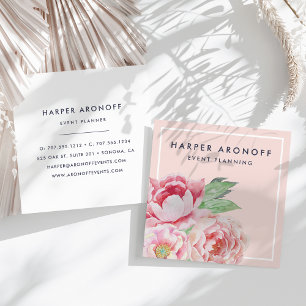 Blush Pink Antiek Peony Vierkante Visitekaartje