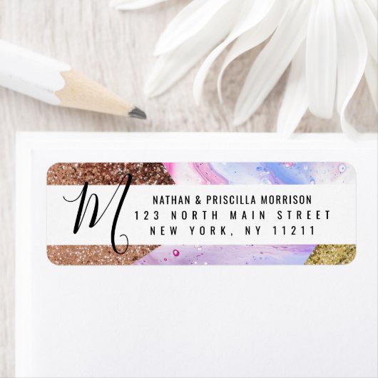 Blush Pink Aqua Blue Liquid Marmer Glitter Geo Etiket (Insitu)