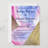 Blush Pink Aqua Blue Vloeibare Marmeren Glitter We Kaart (Voorkant)