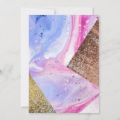 Blush Pink Aqua Blue Vloeibare Marmeren Glitter We Kaart (Achterkant)