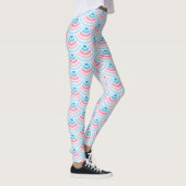 Blush Pink Aqua Blue Wave Circles Art Patroon Leggings (Rechts)
